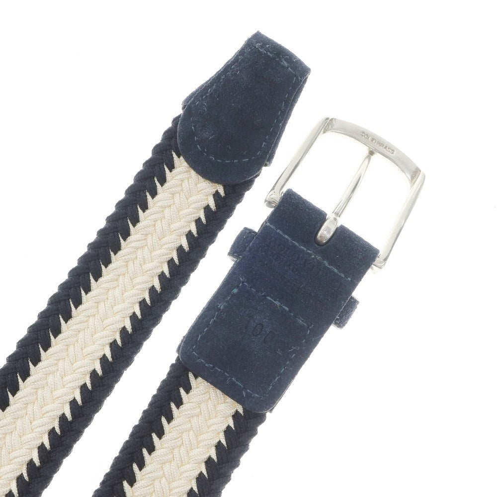 [New] PAOLO VITALE Elastic Mesh Belt Navy x White [Size 100] [NVY] [S/S/A/W] [Condition Rank N] [Men&
