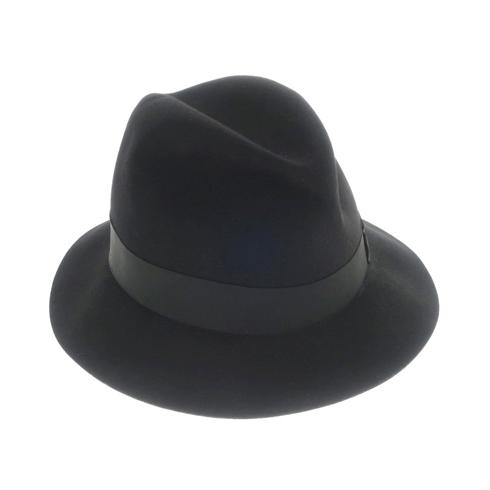 【新品】ボルサリーノ Borsalino ラビットファー 中折れフェルトハット ブラック【サイズ58】【BLK】【A/W】【状態ランクN】【メンズ】【768997】