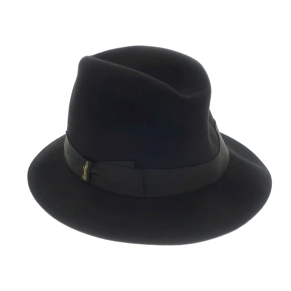【新品】ボルサリーノ Borsalino ラビットファー 中折れフェルトハット ブラック【サイズ60】【BLK】【A/W】【状態ランクN】【メンズ】【768997】