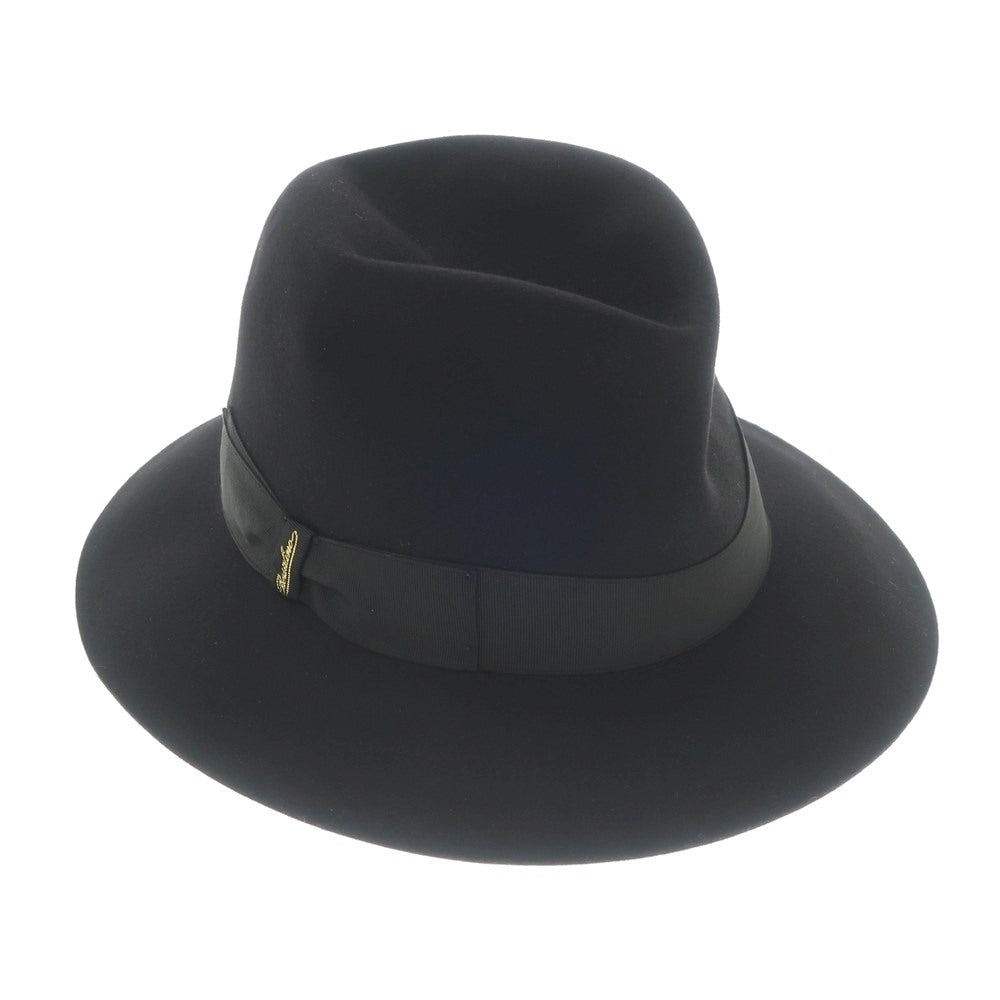 【新品】ボルサリーノ Borsalino ラビットファー 中折れフェルトハット ブラック【サイズ57】【BLK】【A/W】【状態ランクN】【メンズ】【768997】