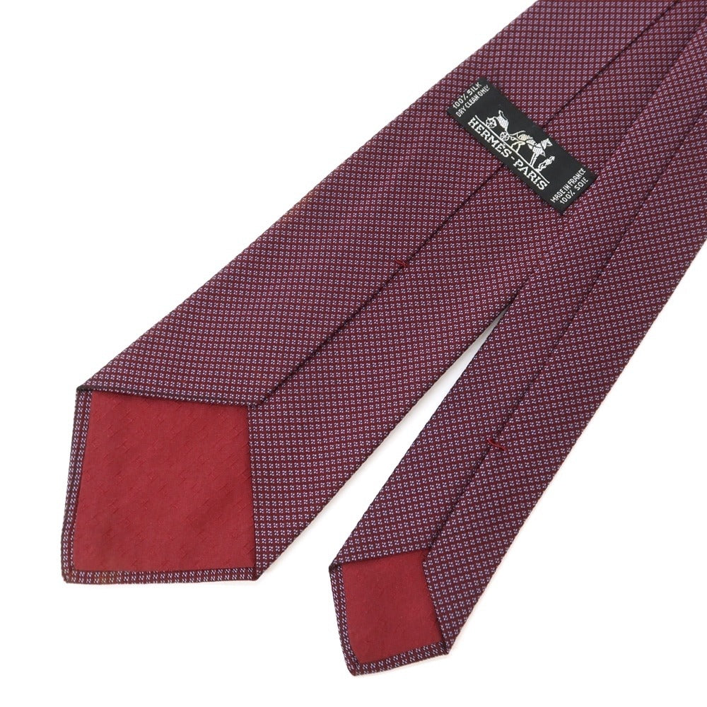 [Used] Hermes HERMES Patterned Tri-Fold Silk Tie Bordeaux x Light Blue [RED] [S/S/A/W] [Condition Rank D] [Men&