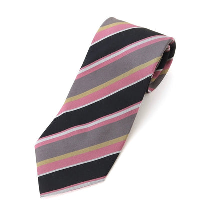 [Used] Gucci Striped Tri-Fold Silk Tie Black x Pink [BLK] [S/S/A/W] [Condition Rank C] [Men&