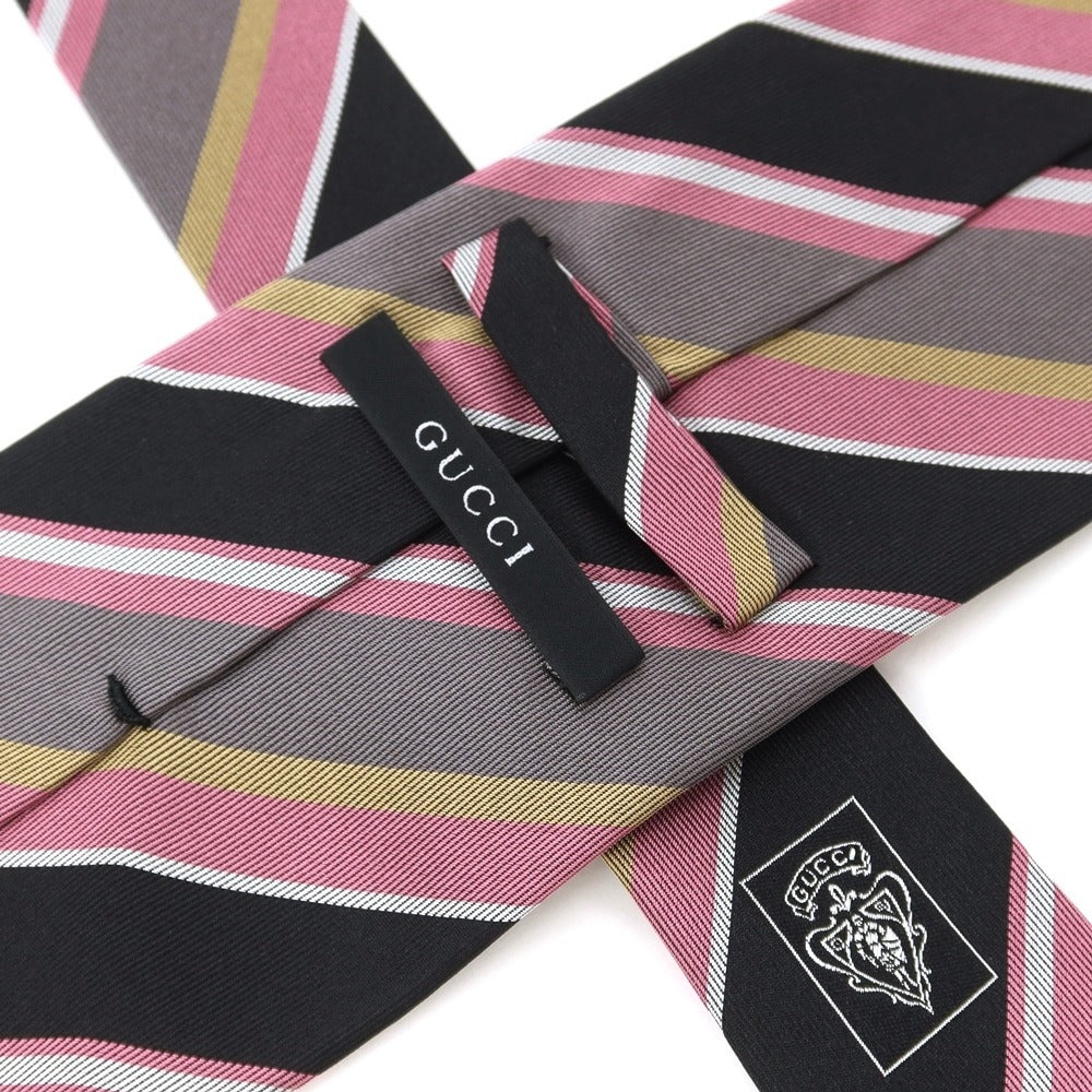 [Used] Gucci Striped Tri-Fold Silk Tie Black x Pink [BLK] [S/S/A/W] [Condition Rank C] [Men&