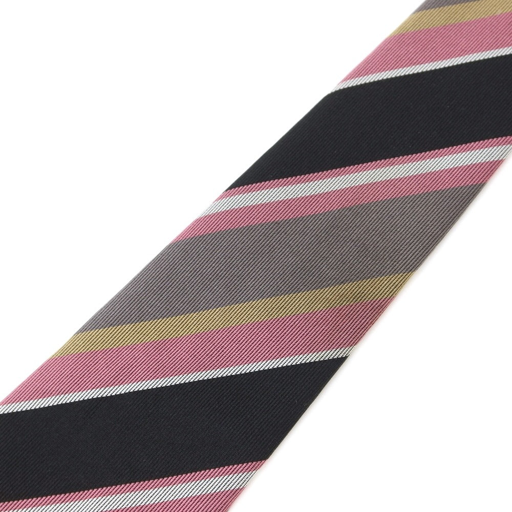 [Used] Gucci Striped Tri-Fold Silk Tie Black x Pink [BLK] [S/S/A/W] [Condition Rank C] [Men&