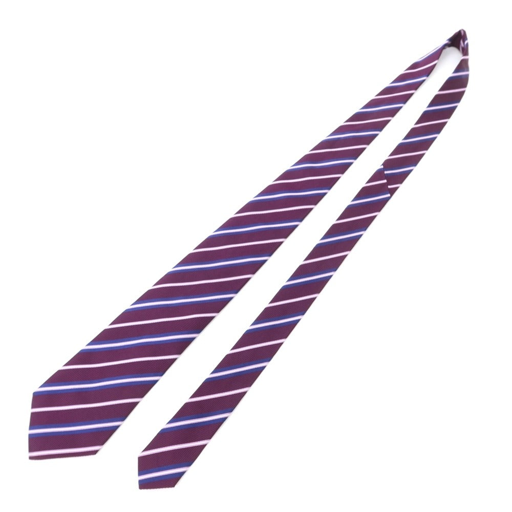 [Used] Salvatore Ferragamo Striped Tri-Fold Silk Tie Dark Purple x Lavender [PUP] [S/S/A/W] [Condition Rank C] [Men&