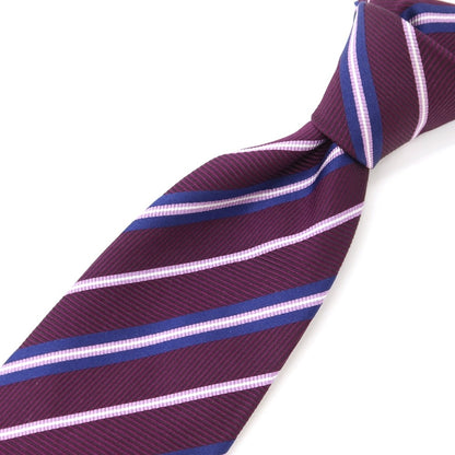 [Used] Salvatore Ferragamo Striped Tri-Fold Silk Tie Dark Purple x Lavender [PUP] [S/S/A/W] [Condition Rank C] [Men&