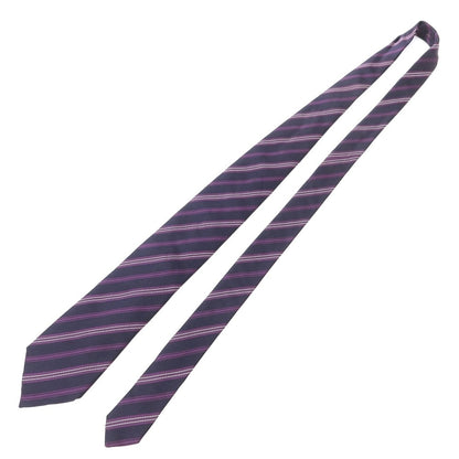 [Used] Ermenegildo Zegna Striped 3-fold silk tie, navy x purple [NVY] [S/S/A/W] [Condition: C] [Men&