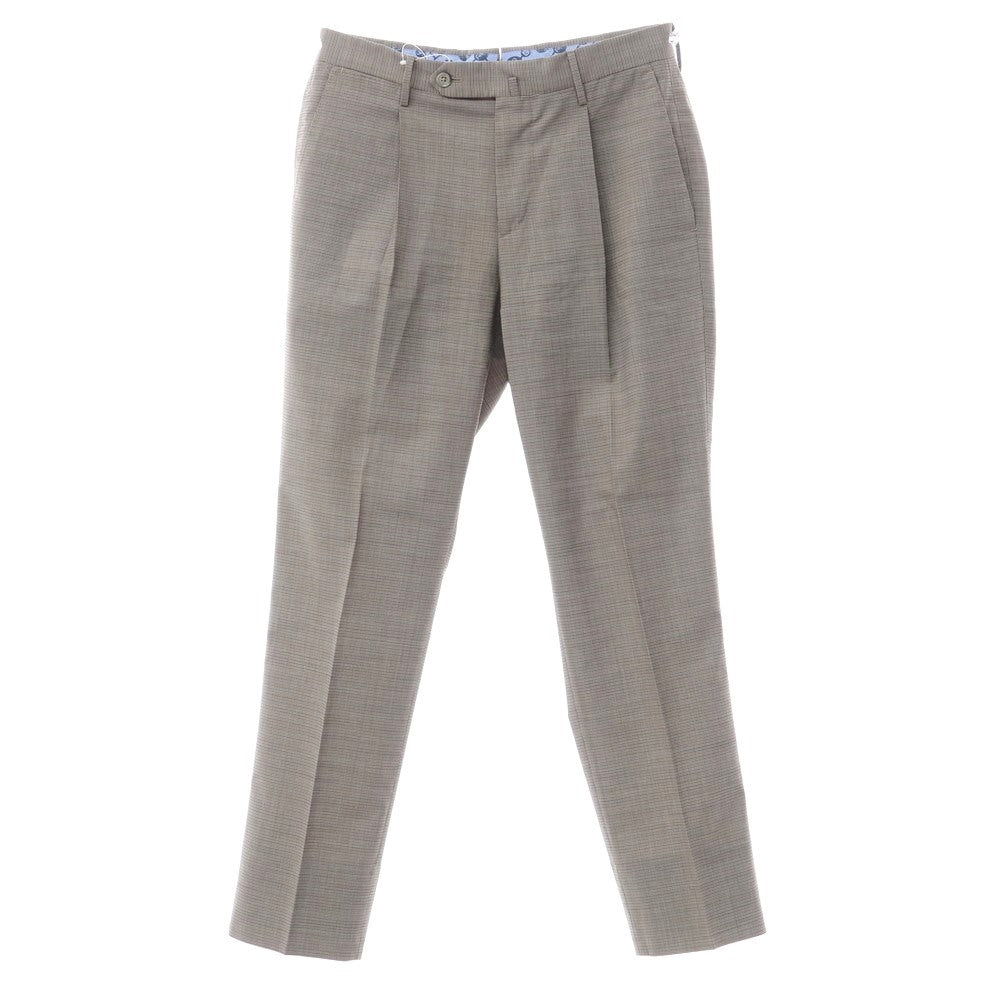 [Used] PT TORINO stretch polyester wool check slacks pants gray x brown [size 44] [GRY] [S/S] [Condition rank B] [Men&