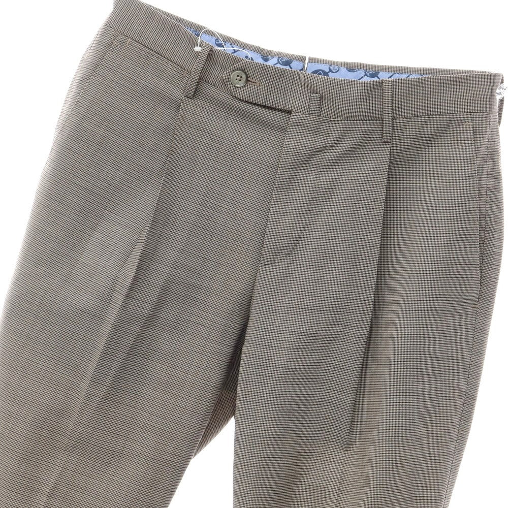 [Used] PT TORINO stretch polyester wool check slacks pants gray x brown [size 44] [GRY] [S/S] [Condition rank B] [Men&