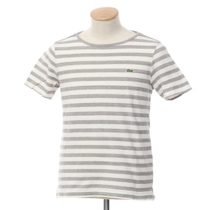 [Used] LACOSTE Pique Cotton Striped Short Sleeve T-Shirt Gray x White [Size 3] [GRY] [S/S] [Condition Rank C] [Men&