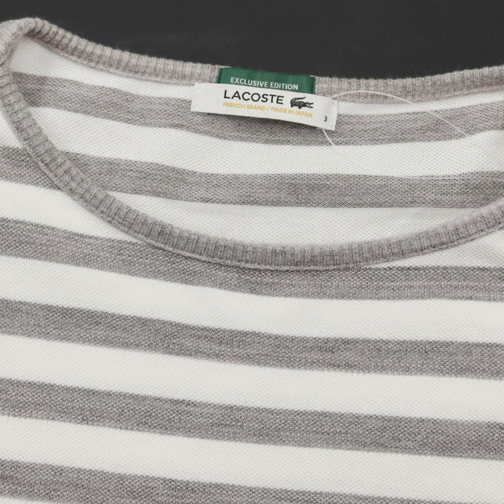 [Used] LACOSTE Pique Cotton Striped Short Sleeve T-Shirt Gray x White [Size 3] [GRY] [S/S] [Condition Rank C] [Men&