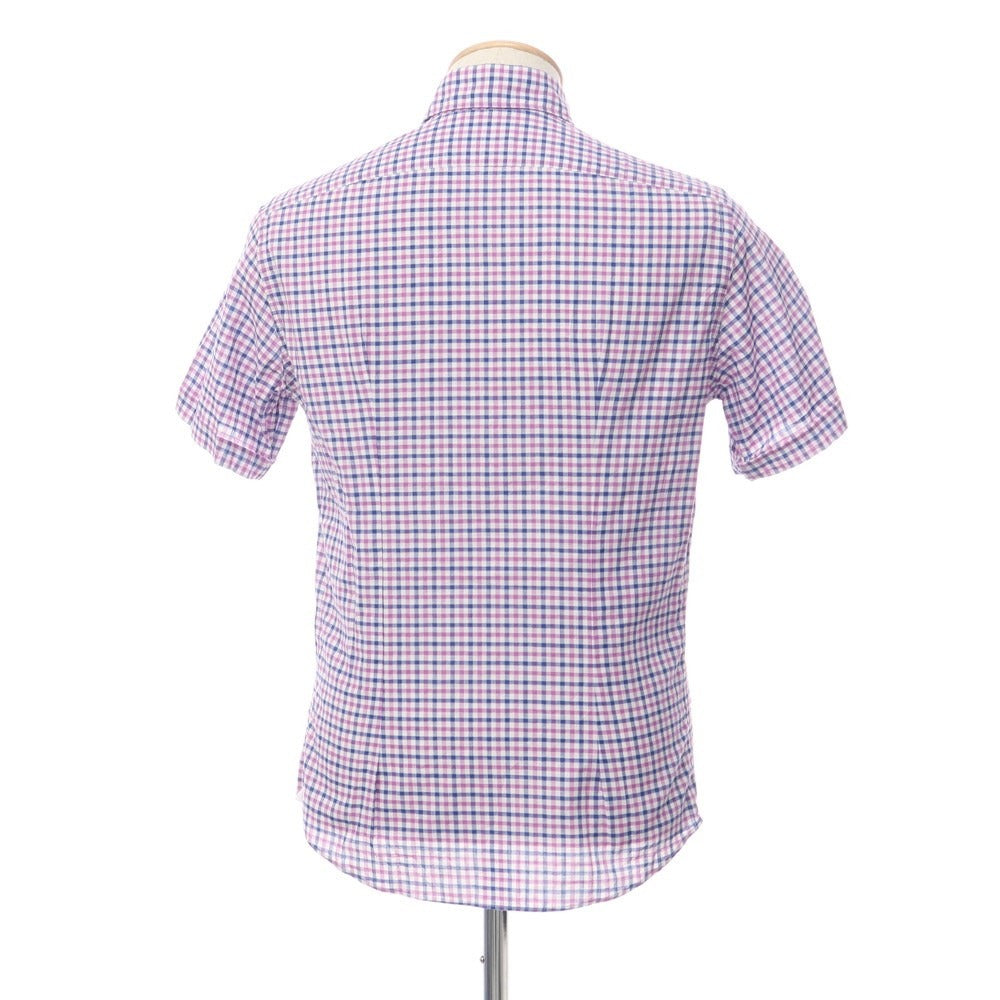 [Used] Sanfort Cotton Check Horizontal Collar Short Sleeve Shirt Purple x Navy [Size 38] [PUP] [S/S] [Condition Rank B] [Men&