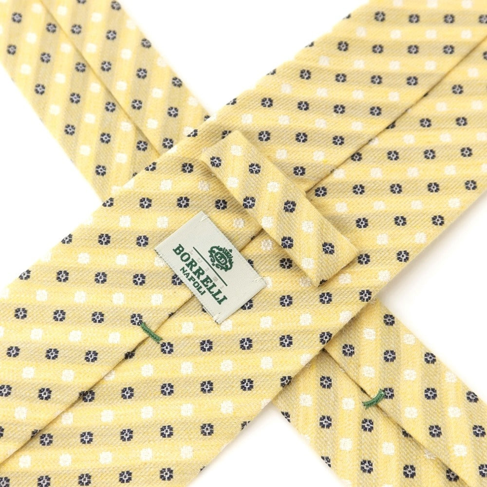 [Used] Luigi Borrelli Komon 3-fold silk cotton tie, yellow beige [YEL] [S/S/A/W] [Condition: B] [Men&