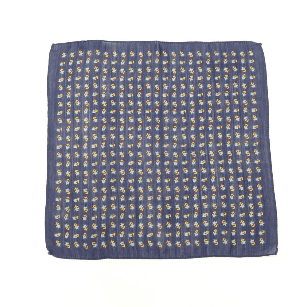 [Used] Nicky Wool Cotton Small Pattern Pocket Square Navy x Mustard [NVY] [S/S/A/W] [Condition Rank B] ​​[Men&