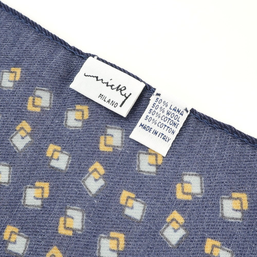 [Used] Nicky Wool Cotton Small Pattern Pocket Square Navy x Mustard [NVY] [S/S/A/W] [Condition Rank B] ​​[Men&