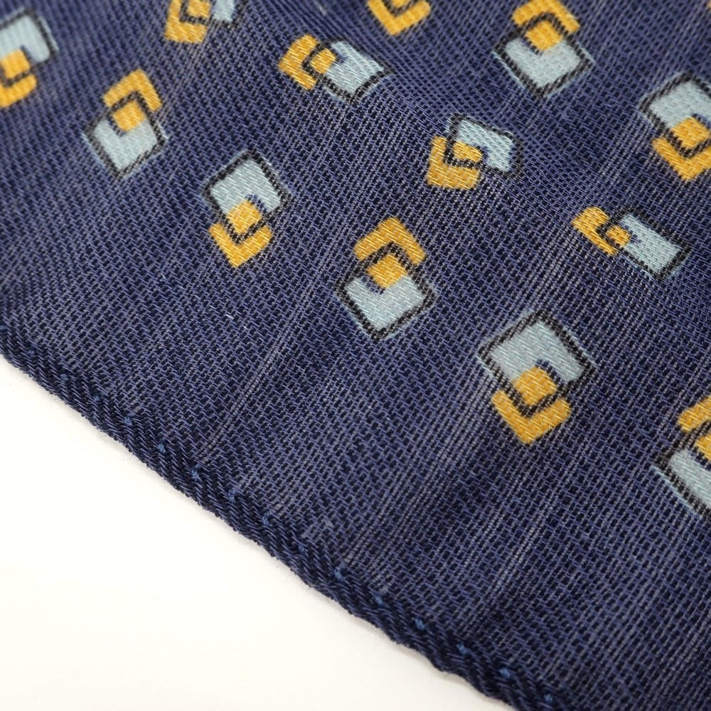 [Used] Nicky Wool Cotton Small Pattern Pocket Square Navy x Mustard [NVY] [S/S/A/W] [Condition Rank B] ​​[Men&