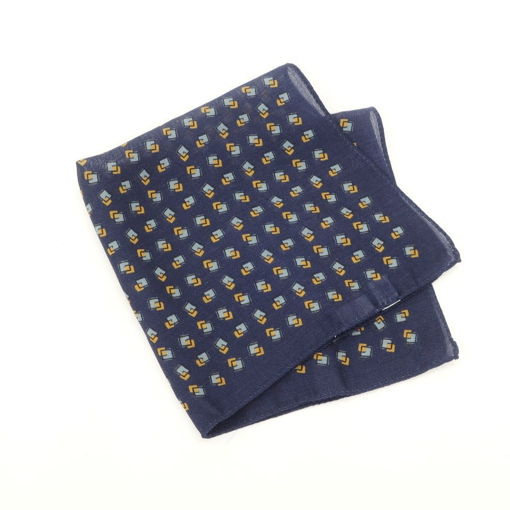 [Used] Nicky Wool Cotton Small Pattern Pocket Square Navy x Mustard [NVY] [S/S/A/W] [Condition Rank B] ​​[Men&