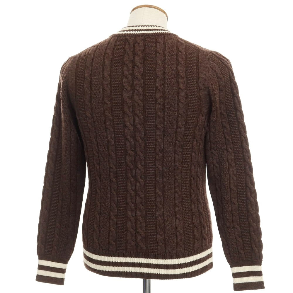 [Used] McLaren wool V-neck Twill knit, brown x off-white [Size 46] [BRW] [A/W] [Condition Rank B] ​​[Men&