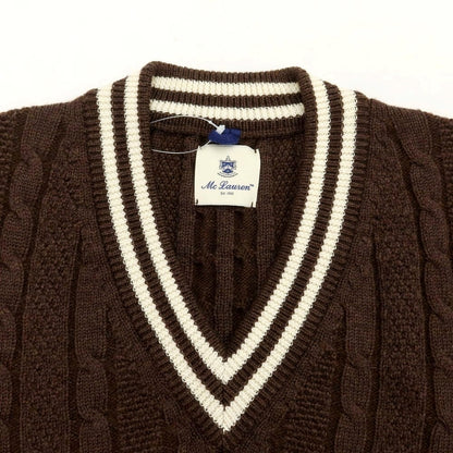[Used] McLaren wool V-neck Twill knit, brown x off-white [Size 46] [BRW] [A/W] [Condition Rank B] ​​[Men&