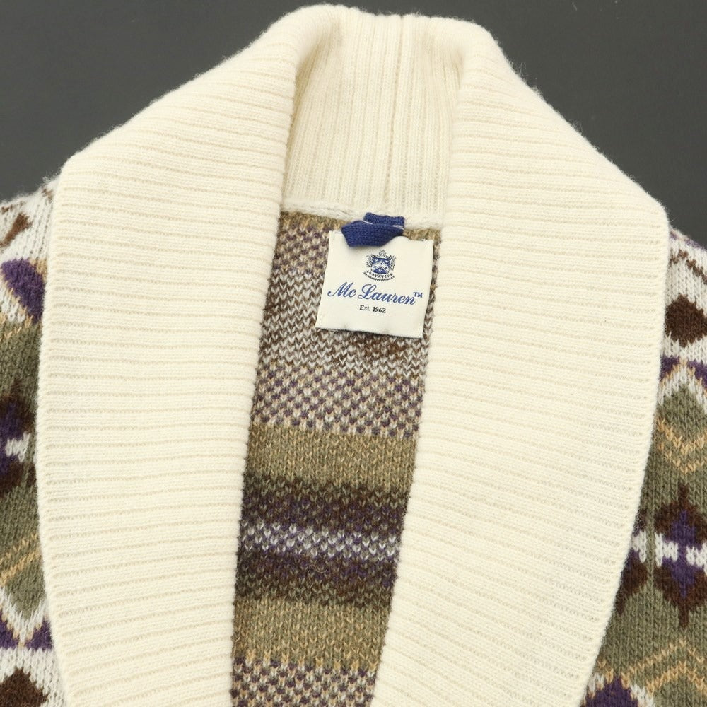 [Used] McLaren wool knit shawl collar cardigan, olive x ivory [size 46] [KAK] [A/W] [condition rank B] ​​[men&