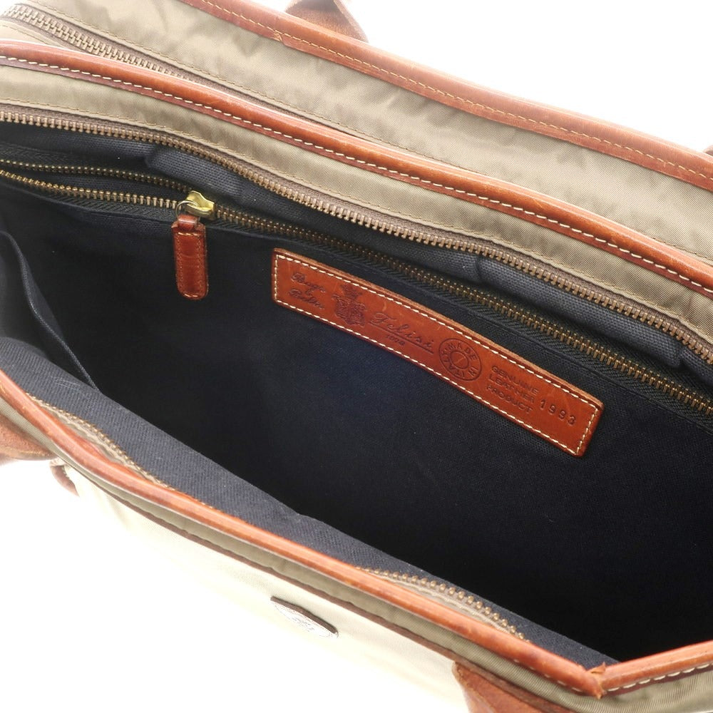 [Used] Felisi 1993 Nylon 2-layer Briefcase Khaki Green x Brown [W37.5xH27.5xD9] [KAK] [S/S/A/W] [Condition Rank D] [Men&