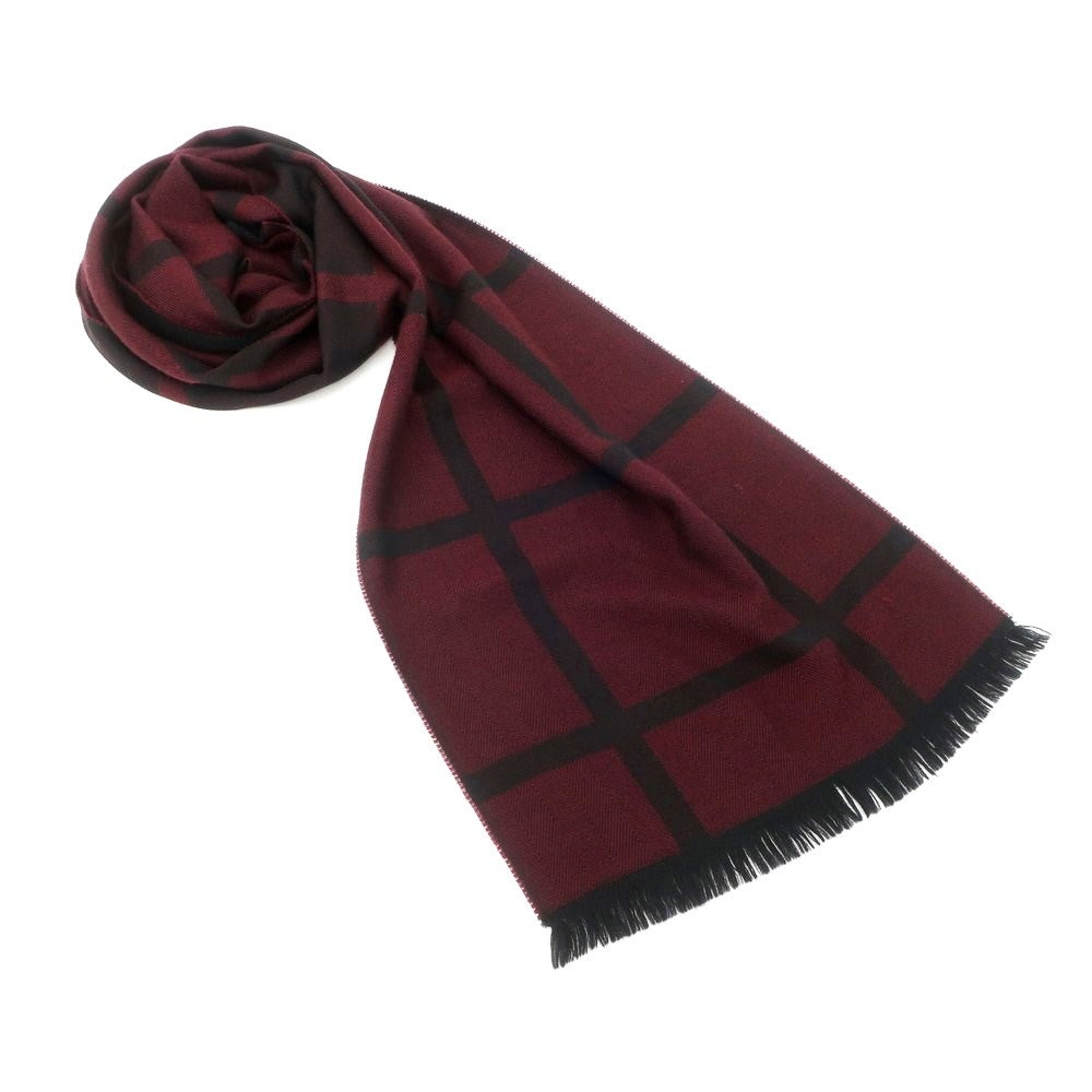 [Used] TAKEO KIKUCHI Wool Check Stole Bordeaux x Black [RED] [A/W] [Condition Rank C] [Men&