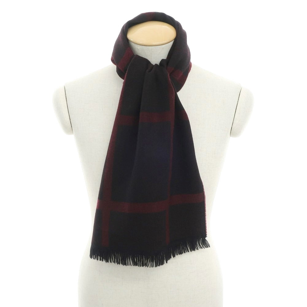 [Used] TAKEO KIKUCHI Wool Check Stole Bordeaux x Black [RED] [A/W] [Condition Rank C] [Men&