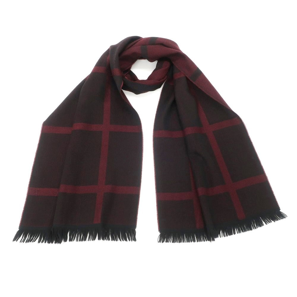 [Used] TAKEO KIKUCHI Wool Check Stole Bordeaux x Black [RED] [A/W] [Condition Rank C] [Men&