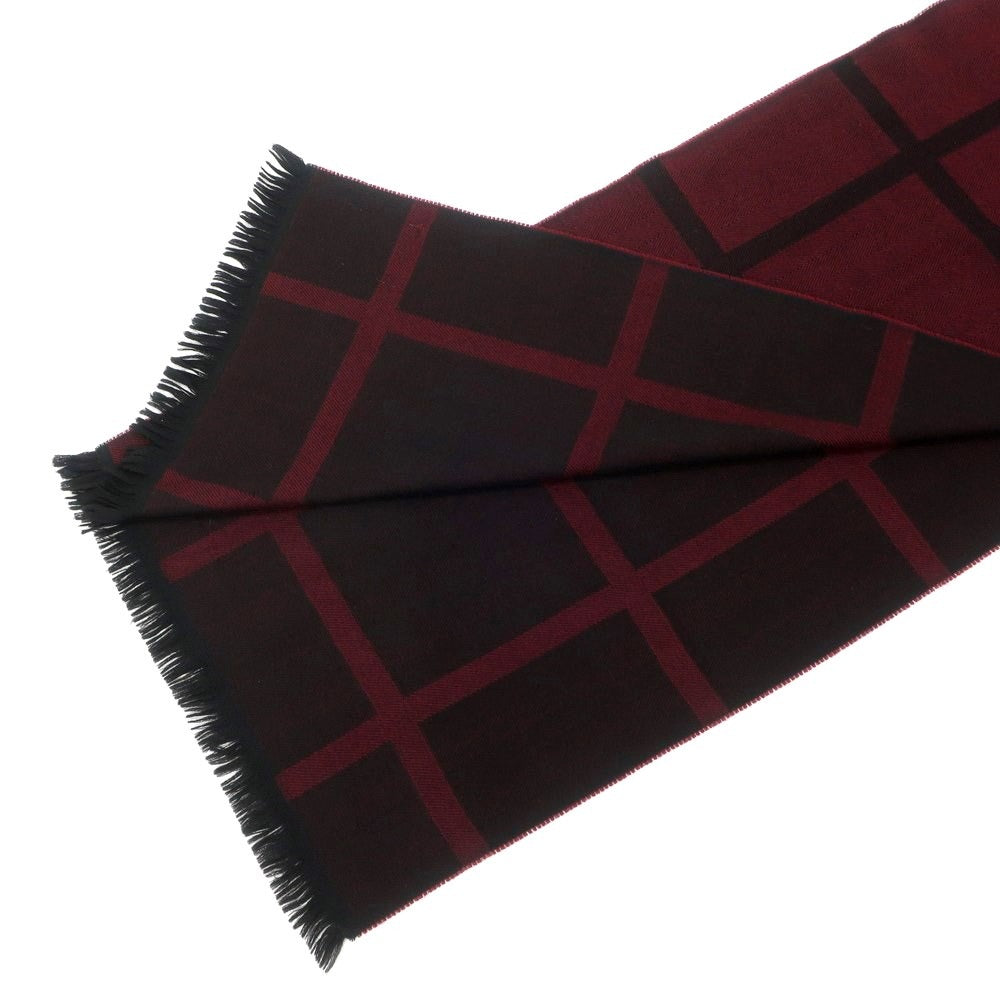 [Used] TAKEO KIKUCHI Wool Check Stole Bordeaux x Black [RED] [A/W] [Condition Rank C] [Men&