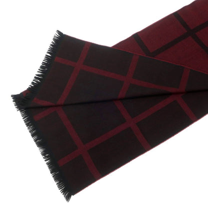 [Used] TAKEO KIKUCHI Wool Check Stole Bordeaux x Black [RED] [A/W] [Condition Rank C] [Men&