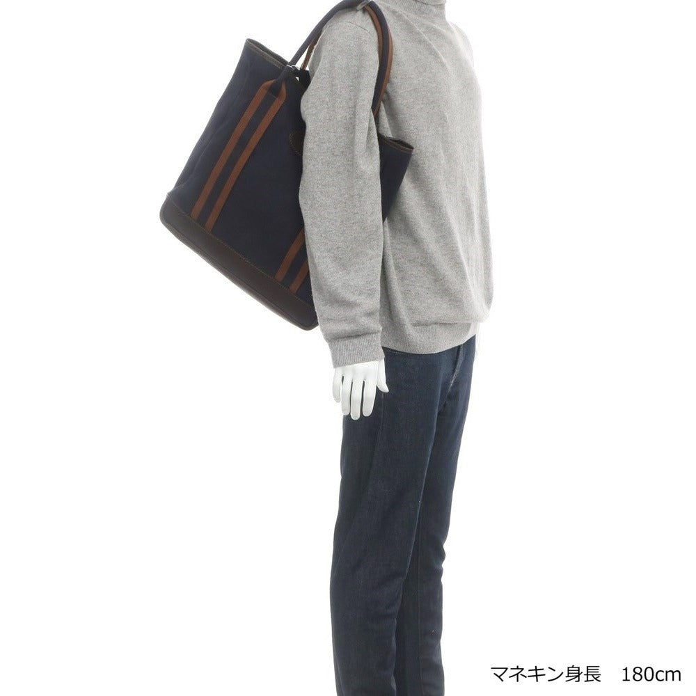 [Used] Paul Stuart PAUL STUART Rubberized Canvas Tote Bag Navy x Brown [W35.5xH38xD10] [NVY] [S/S/A/W] [Condition Rank A] [Men&