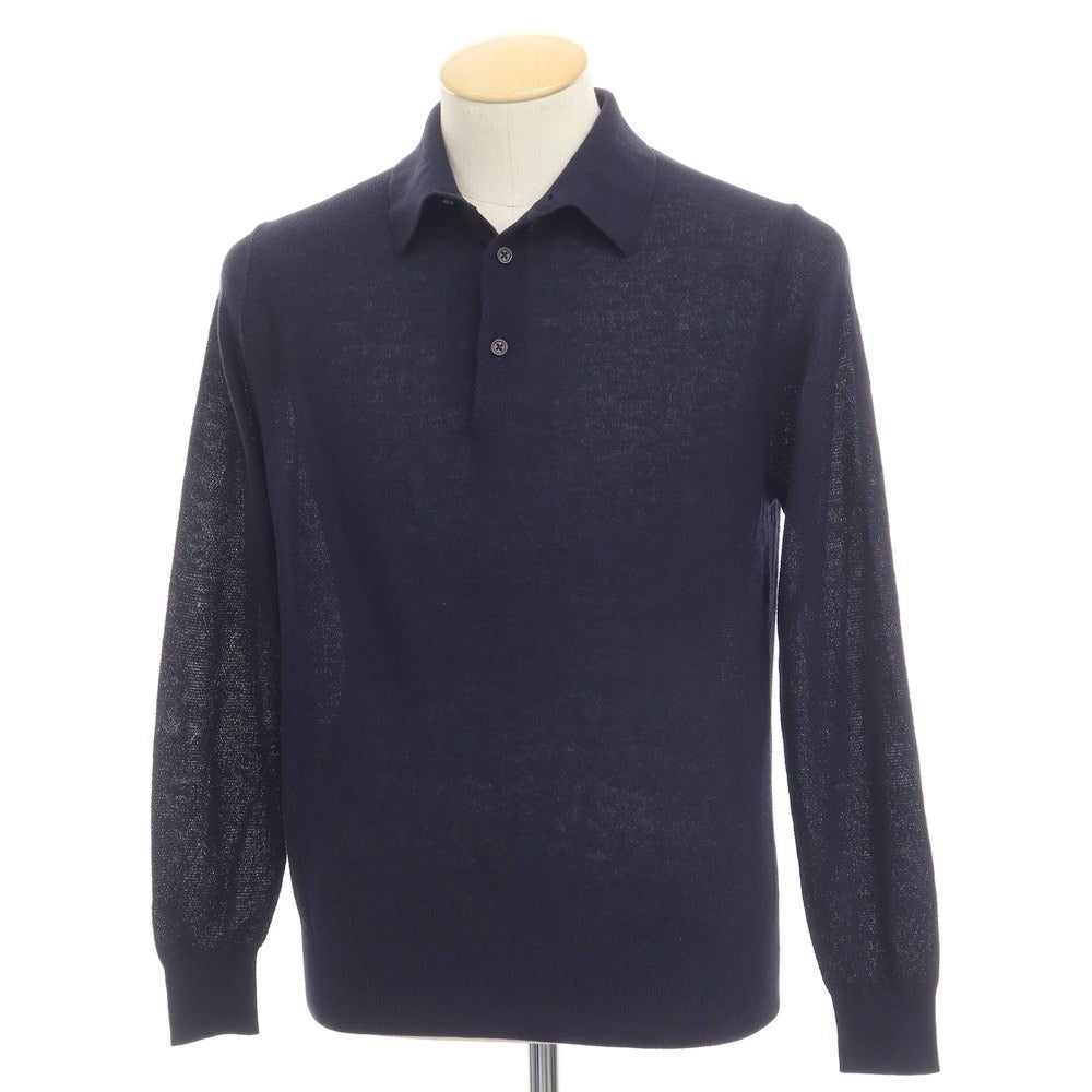 [Used] THE SUIT COMPANY Acrylic Cotton Long Sleeve Polo Knit Dark Navy [Size S] [NVY] [S/S] [Condition Rank B] [Men&