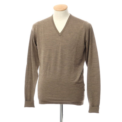 [Used] John Smedley Wool V-neck pullover knit Ash brown [Size S] [BRW] [A/W] [Condition rank B] ​​[Men&