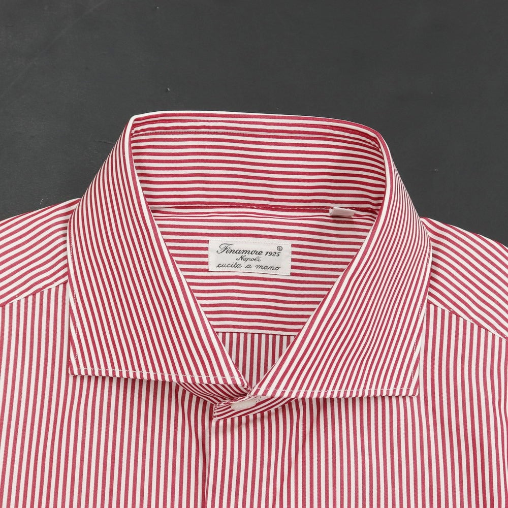 [Used] [Unused] Finamore Cotton Striped Wide Collar Dress Shirt White x Red [Size 41] [WHT] [S/S/A/W] [Condition Rank S] [Men&