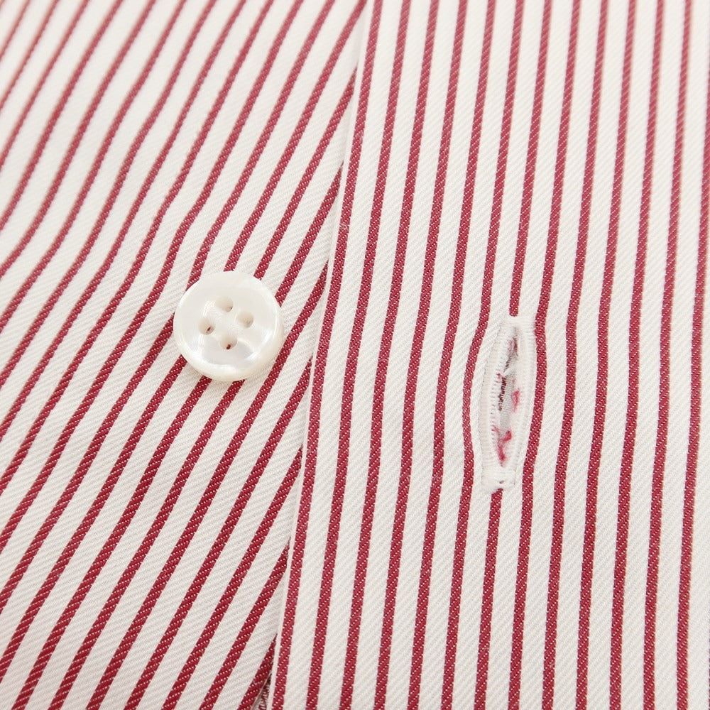 [Used] Brioni Ventiquattro Cotton Striped Dress Shirt White x Bordeaux [Size 42] [WHT] [S/S/A/W] [Condition Rank A] [Men&