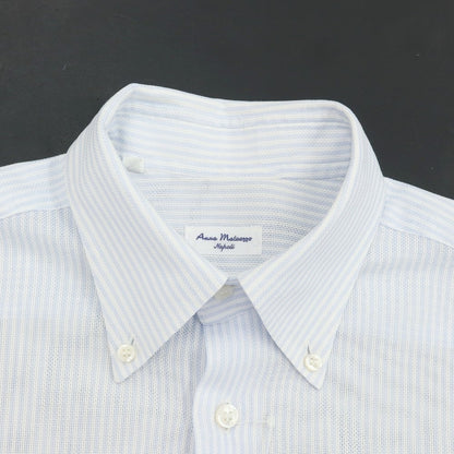 [Used] Anna Matuozzo Cotton Striped Button-down Casual Shirt Light Blue x White [Size 41] [BLU] [S/S] [Condition Rank B] [Men&