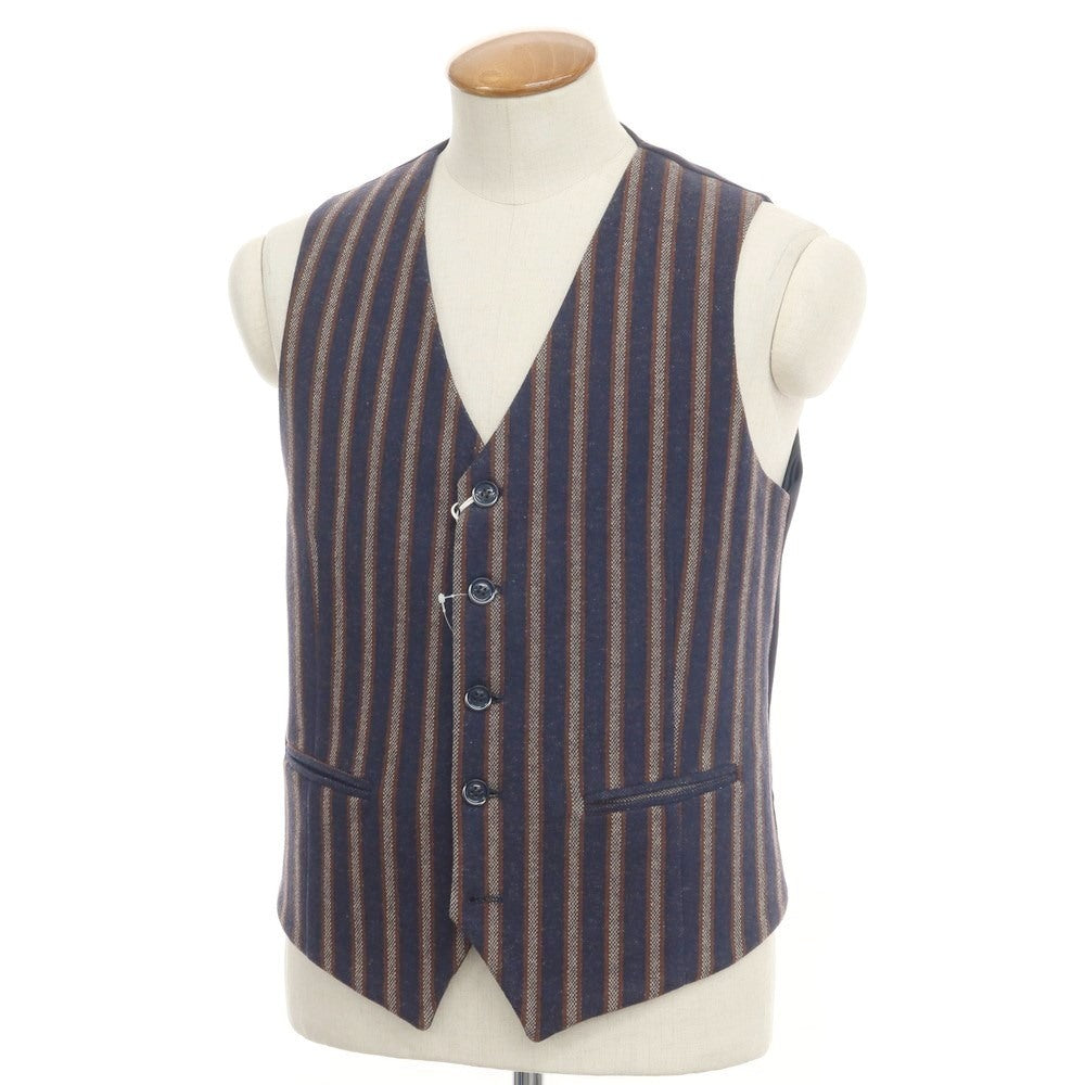[New] SSEINSE polyester cotton striped gilet vest navy x brown [size 48] [NVY] [A/W] [Condition rank N] [Men&