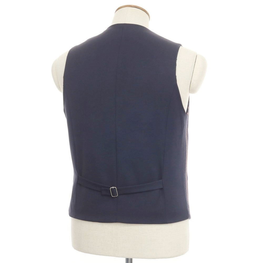 [New] SSEINSE polyester cotton striped gilet vest navy x brown [size 48] [NVY] [A/W] [Condition rank N] [Men&