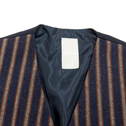 [New] SSEINSE polyester cotton striped gilet vest navy x brown [size 48] [NVY] [A/W] [Condition rank N] [Men&