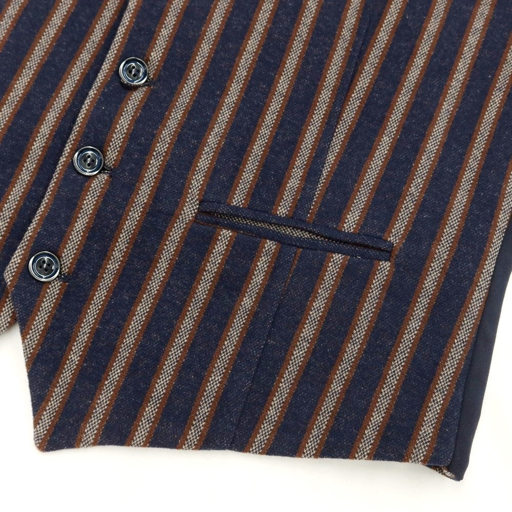 [New] SSEINSE polyester cotton striped gilet vest navy x brown [size 48] [NVY] [A/W] [Condition rank N] [Men&