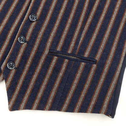 [New] SSEINSE polyester cotton striped gilet vest navy x brown [size 48] [NVY] [A/W] [Condition rank N] [Men&