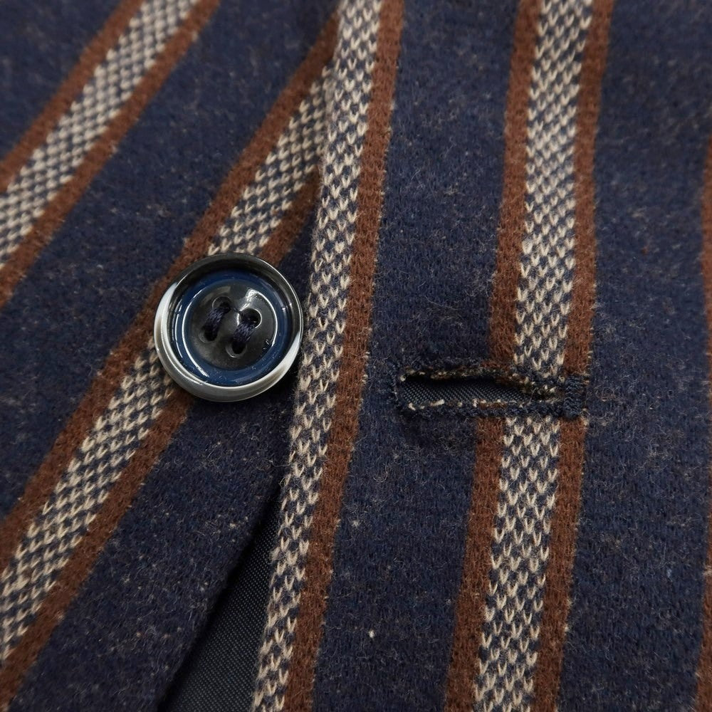 [New] SSEINSE polyester cotton striped gilet vest navy x brown [size 48] [NVY] [A/W] [Condition rank N] [Men&