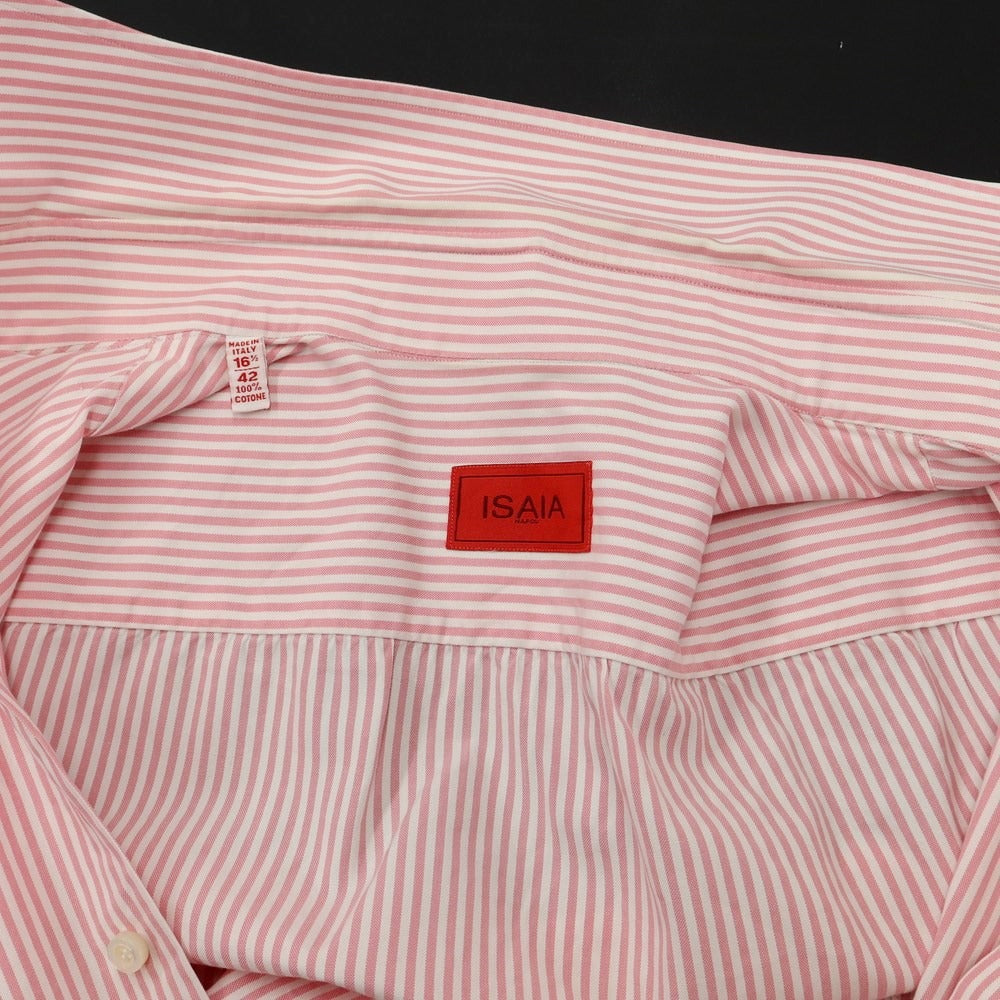 [Used] ISAIA Striped Wide Collar Dress Shirt Pink x White [Size 42] [PNK] [S/S/A/W] [Condition Rank C] [Men&