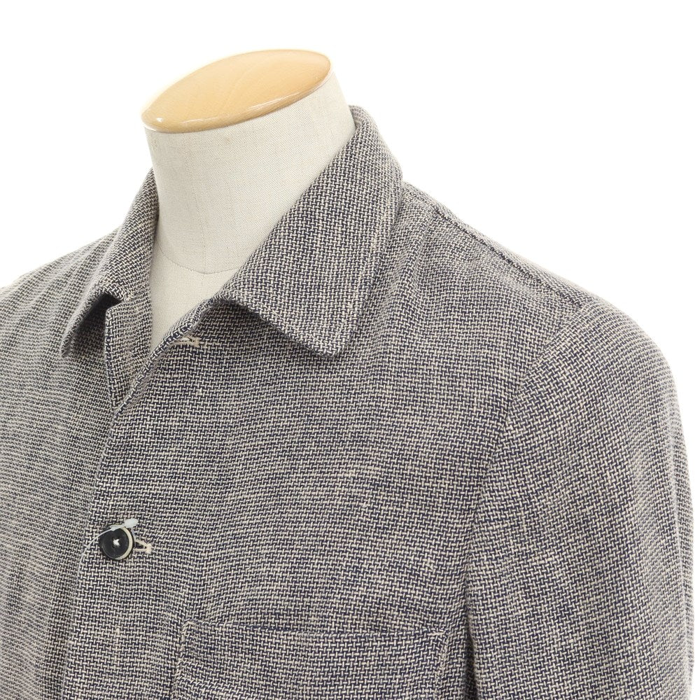 【中古】バレナ BARENA リネンコットン シャツブルゾン ネイビーxオフホワイト【サイズ44】【NVY】【S/S】【状態ランクB】【メンズ】【768996】