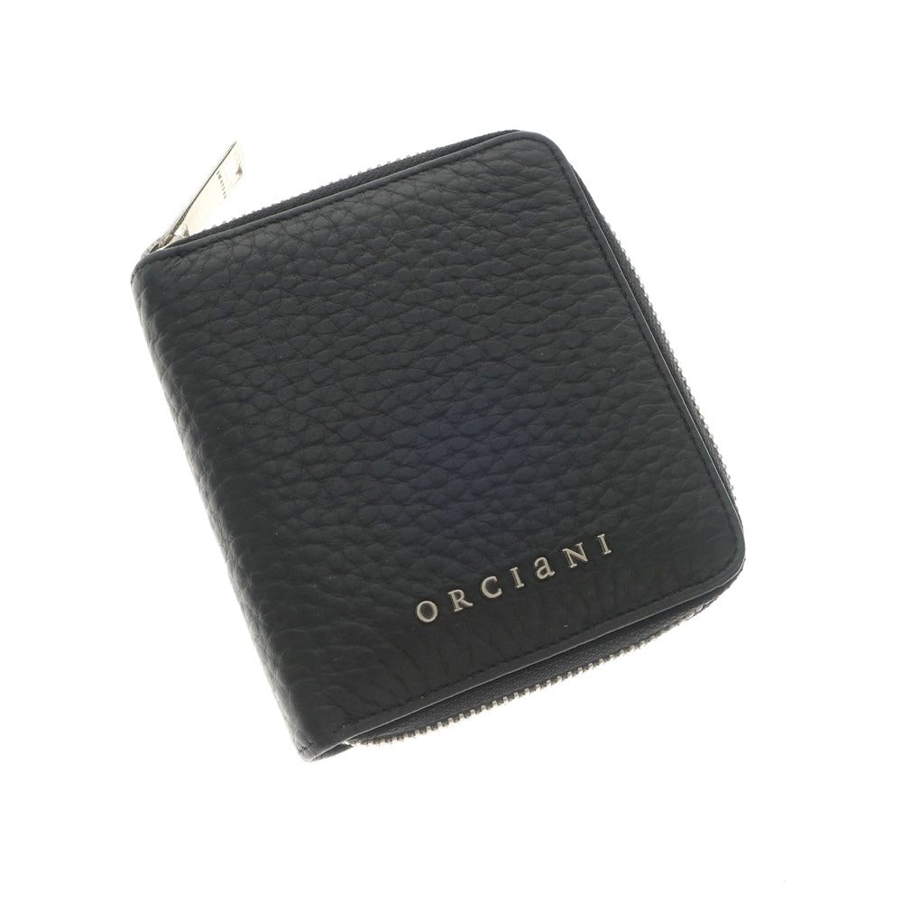 [Used] ORCIANI Shrink Leather Zip Around Bi-Fold Wallet Black [BLK] [S/S/A/W] [Condition Rank A] [Men&