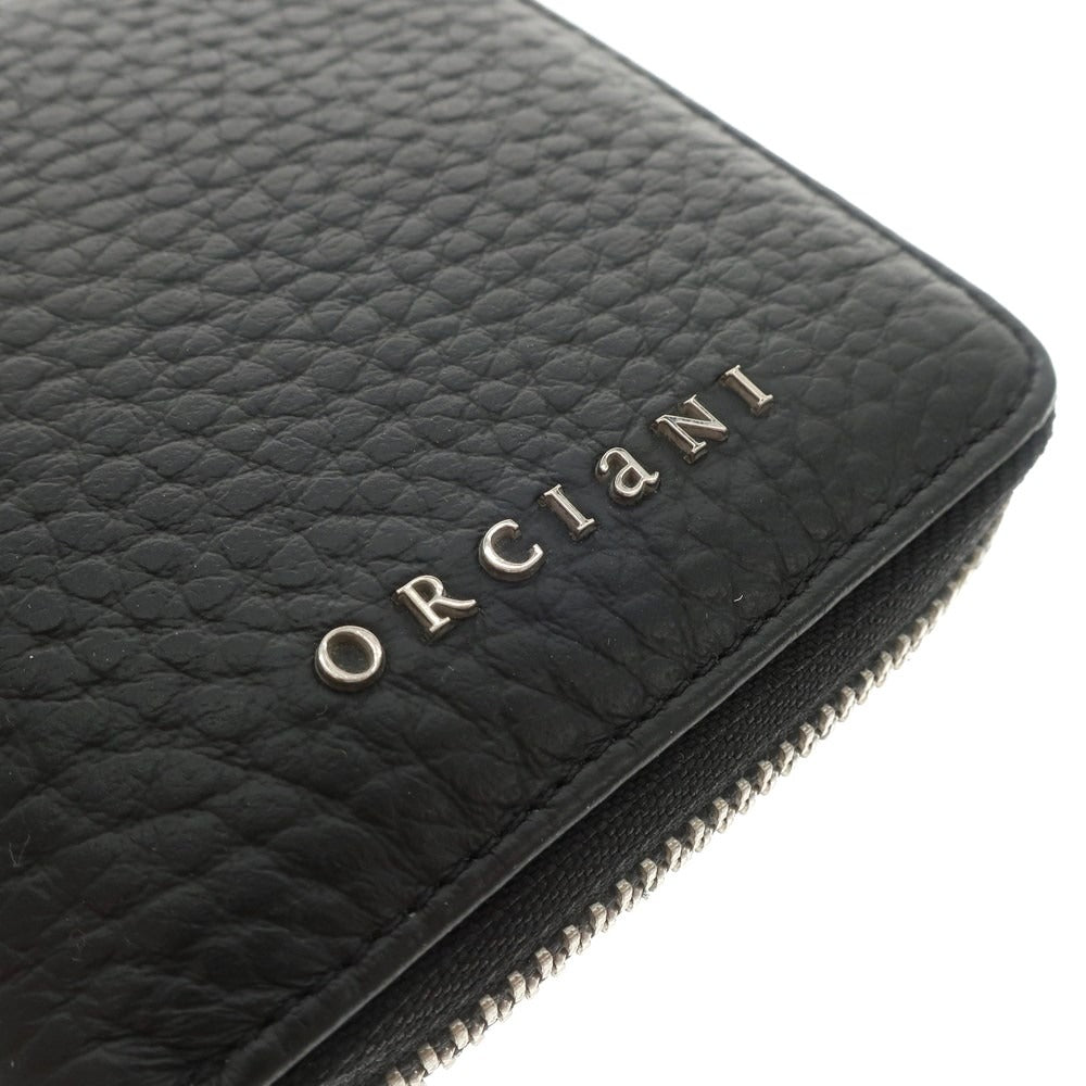 [Used] ORCIANI Shrink Leather Zip Around Bi-Fold Wallet Black [BLK] [S/S/A/W] [Condition Rank A] [Men&