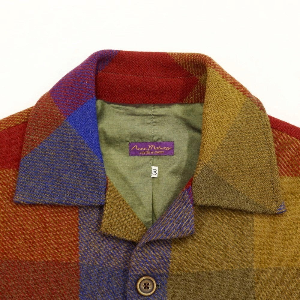 [Used] Anna Matuozzo Wool Tweed Coverall Shirt Jacket Olive x Mustard x Blue [Size 50] [KAK] [A/W] [Condition Rank B] ​​[Men&
