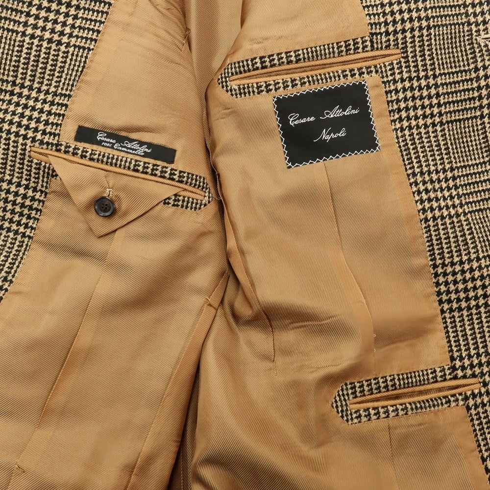 [Used] Cesare Attolini Camel Check 3B Tailored Jacket Brown x Black [Size 50 Drop 7] [BRW] [A/W] [Condition Rank B] ​​[Men&