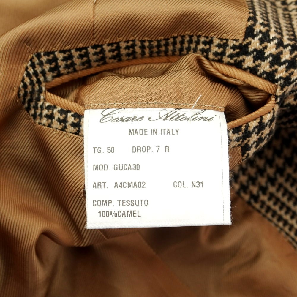 [Used] Cesare Attolini Camel Check 3B Tailored Jacket Brown x Black [Size 50 Drop 7] [BRW] [A/W] [Condition Rank B] ​​[Men&