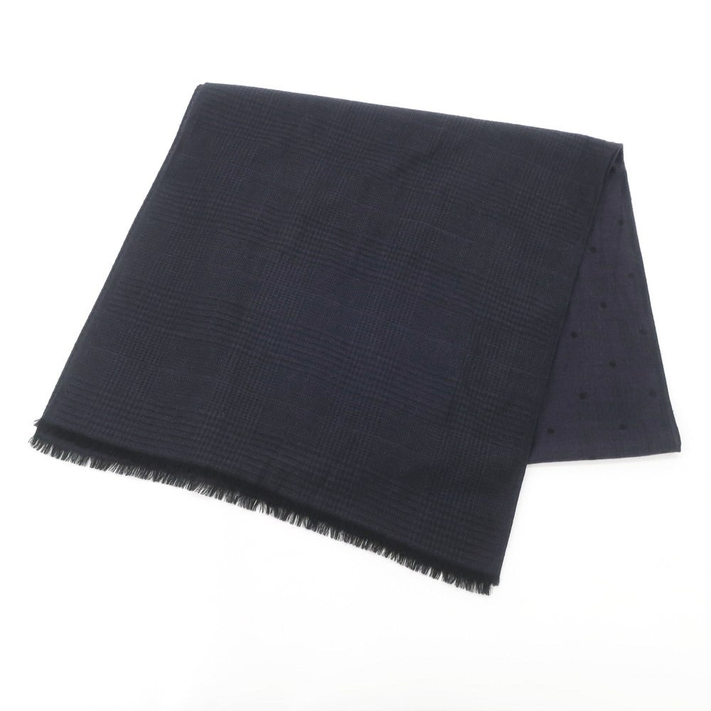 [Used] CRUCIANI Wool Silk Cashmere Dot Check Stole Dark Navy x Black [BLK] [A/W] [Condition Rank B] ​​[Men&